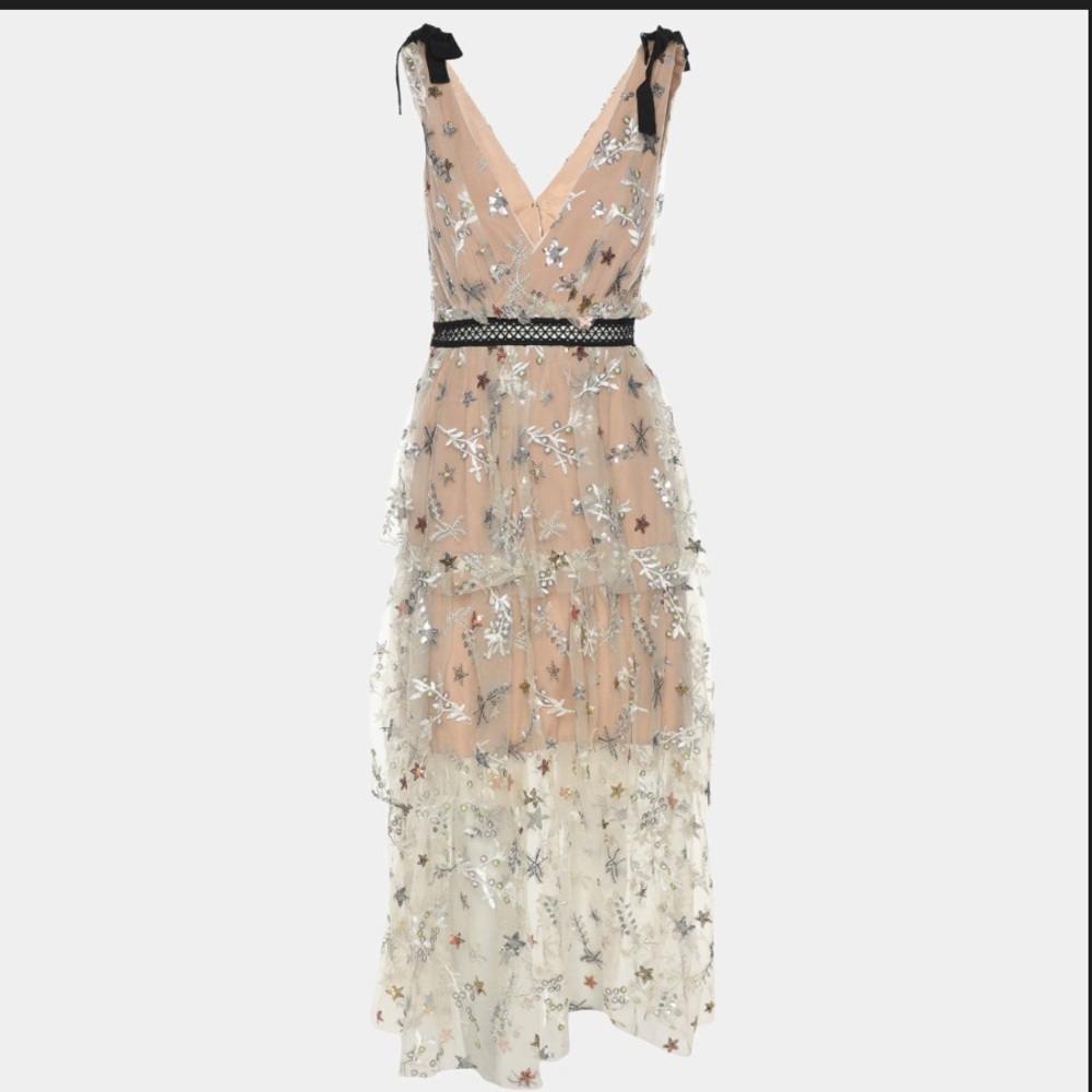 Self Portrait Star Mesh Midi Dress